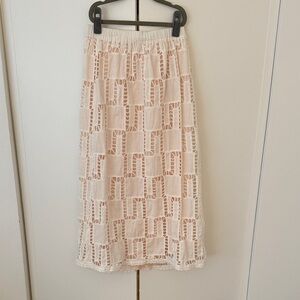 ba&sh Cream Geometric Lace Midi Skirt